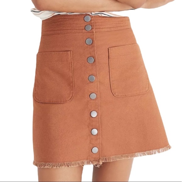 Madewell High-Waist A Line Snap Skirt Brown 00 - Picture 16 of 16